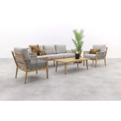 Sardinia Loungeset - 4-dlg. - Light Teaklook - Sand - Dark Sand -Leenbakker 0e83c19520bd438fb44386f90f9ed557