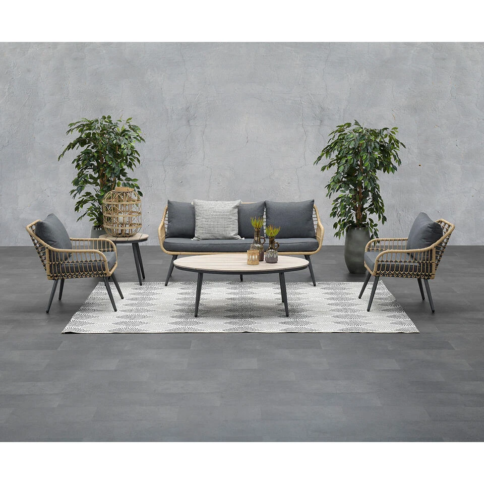 Garden Impressions Lucas Loungeset 5-delig - Natural 4 Garden Impressions Lucas Loungeset 5-delig - Natural - Afbeelding 2