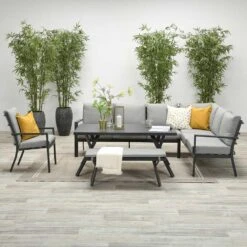 Garden Impressions Senja Lounge Dining Set R + Stoel - D. Grijs -Leenbakker 1000035563 0103
