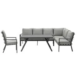 Garden Impressions Senja Lounge Dining Set R + Stoel - D. Grijs