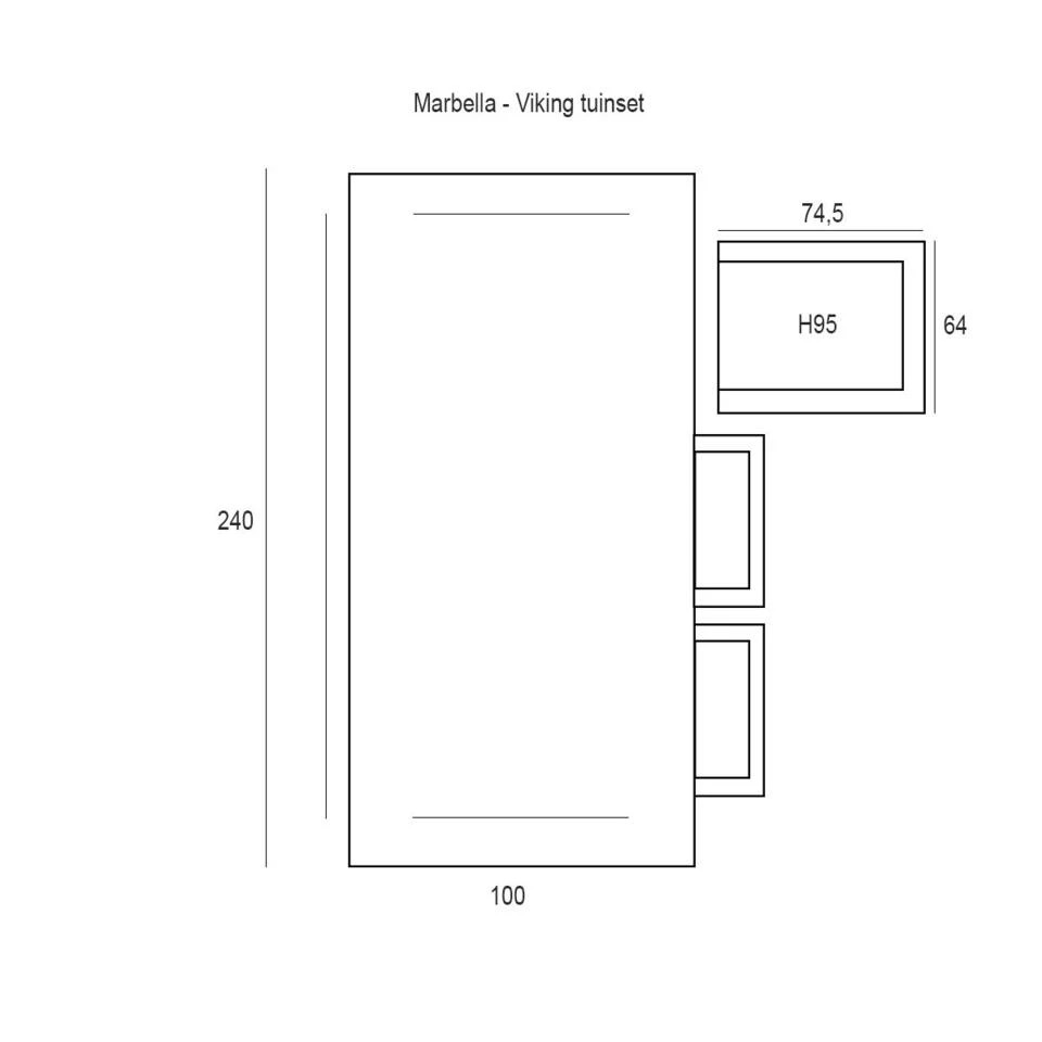Garden Impressions Marbella Tuinset - Viking Tuintafel 240x100 4 Garden Impressions Marbella Tuinset - Viking Tuintafel 240x100 - Afbeelding 2