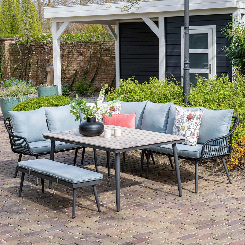 Garden Impressions Lucas Lounge Dining Set 6-delig - Zwart 4 Garden Impressions Lucas Lounge Dining Set 6-delig - Zwart - Afbeelding 2