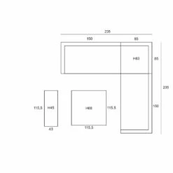 Garden Impressions Nika Hoek Loungebank - Donker Grijs -teak Look -Leenbakker 1000042593 0103