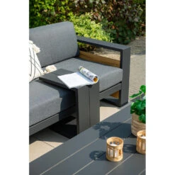 Garden Impressions Nika Hoek Loungebank - Donker Grijs -teak Look -Leenbakker 1000042593 0104