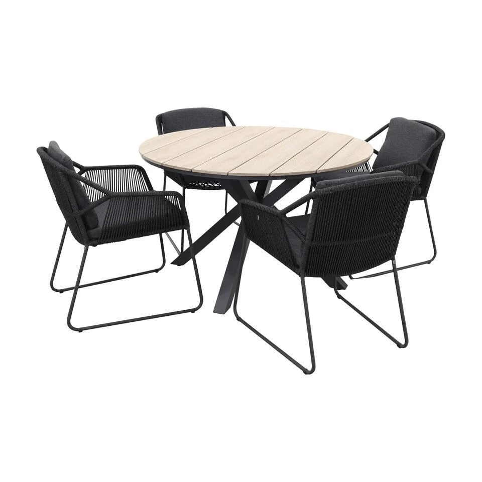 4 Seasons Accor Antraciet/ GI Edison 122 Cm. - Ronde Tuinset 3 4 Seasons Accor Antraciet/ GI Edison 122 Cm. - Ronde Tuinset