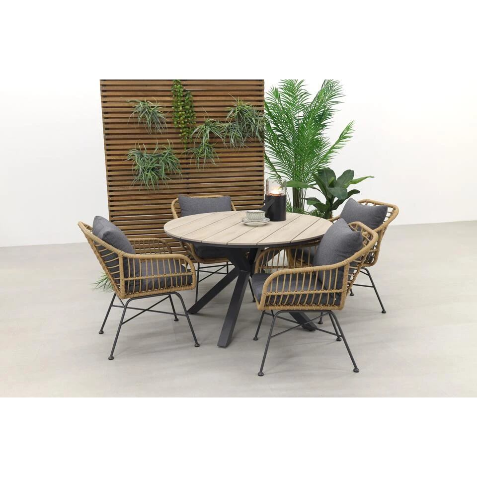 Garden Impressions Margriet Naturel / Edison 122 Cm. - Ronde Tuinset 5 Garden Impressions Margriet Naturel / Edison 122 Cm. - Ronde Tuinset - Afbeelding 3