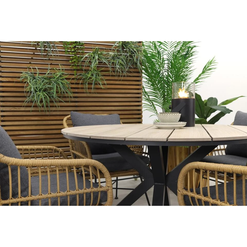 Garden Impressions Margriet Naturel / Edison 122 Cm. - Ronde Tuinset 6 Garden Impressions Margriet Naturel / Edison 122 Cm. - Ronde Tuinset - Afbeelding 4