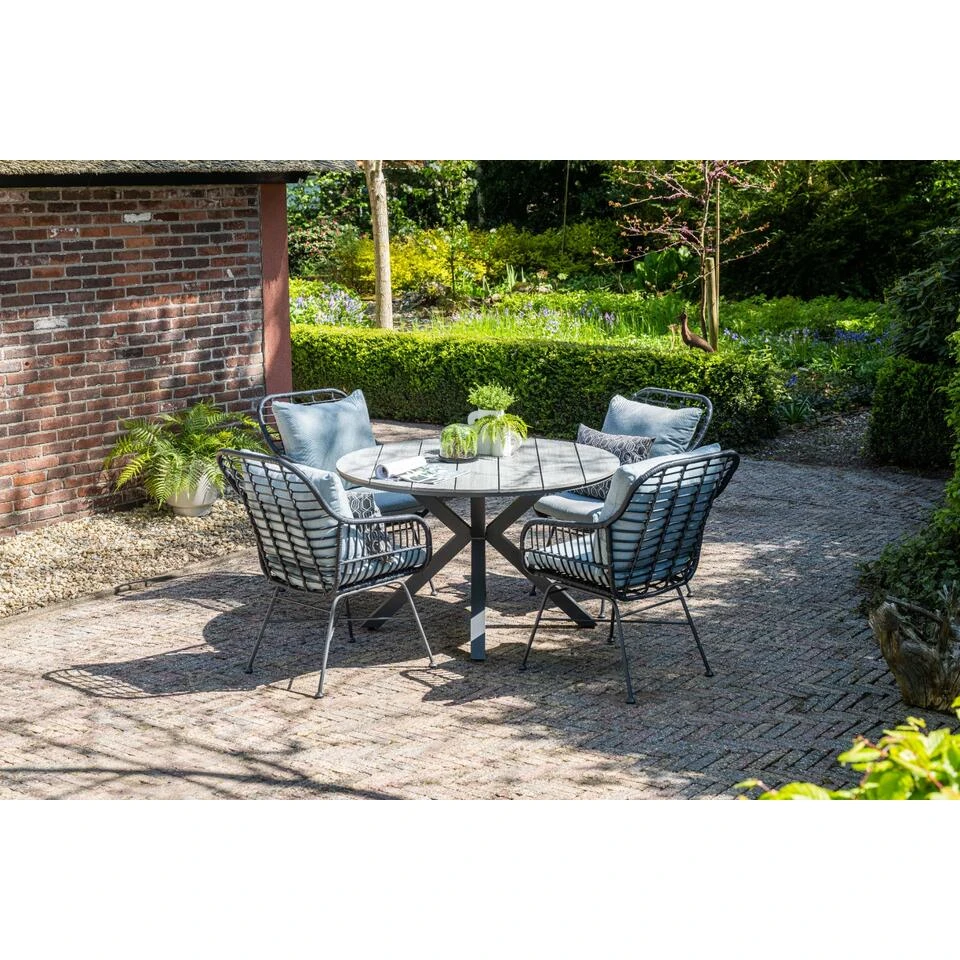 Garden Impressions Margriet Zwart / Edison 122 Cm. - Ronde Tuinset 4 Garden Impressions Margriet Zwart / Edison 122 Cm. - Ronde Tuinset - Afbeelding 2