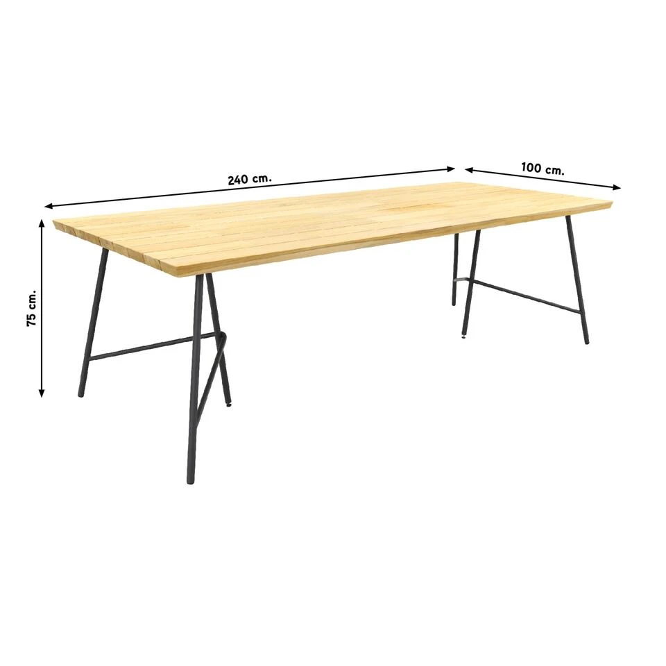 GI Margriet - Zwart / Taste Lano Teak 240 Cm. - 7-delige Tuinset 6 GI Margriet - Zwart / Taste Lano Teak 240 Cm. - 7-delige Tuinset - Afbeelding 4