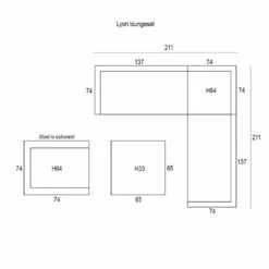 Garden Impressions Lyon Loungeset 4-delig - Donker Grijs 7 Garden Impressions Lyon Loungeset 4-delig - Donker Grijs -Leenbakker 1000052375 0103