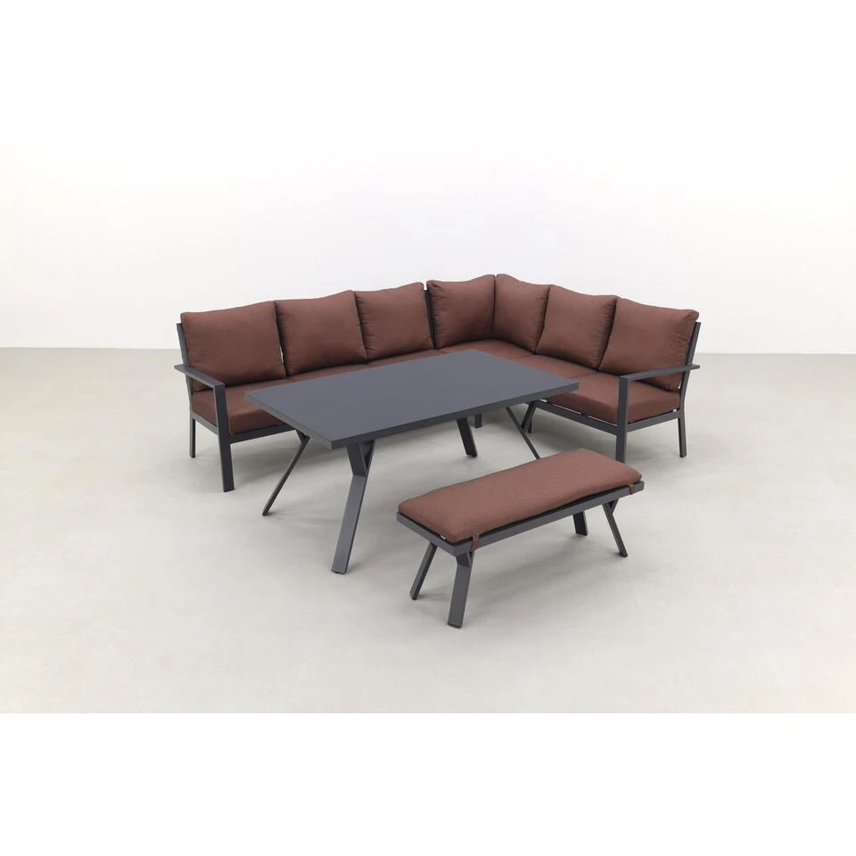 GI Sergio Lounge Dining Set Rechts - Black/Copper - 4-delig 4 GI Sergio Lounge Dining Set Rechts - Black/Copper - 4-delig - Afbeelding 2