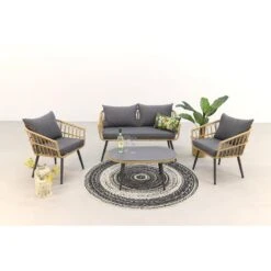 Garden Impressions Franklin Rotan Loungeset - Carbon Black -Leenbakker 1000053067 0102