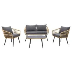Garden Impressions Franklin Rotan Loungeset - Carbon Black -Leenbakker 1000053067 0103
