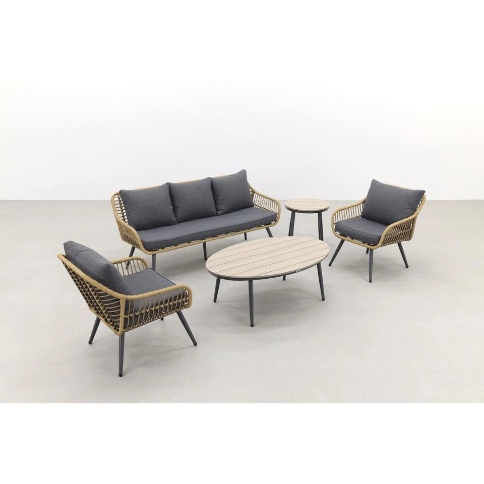 Garden Impressions Margriet Stoel-bank Loungeset - Natural/Grey 4 Garden Impressions Margriet Stoel-bank Loungeset - Natural/Grey - Afbeelding 2