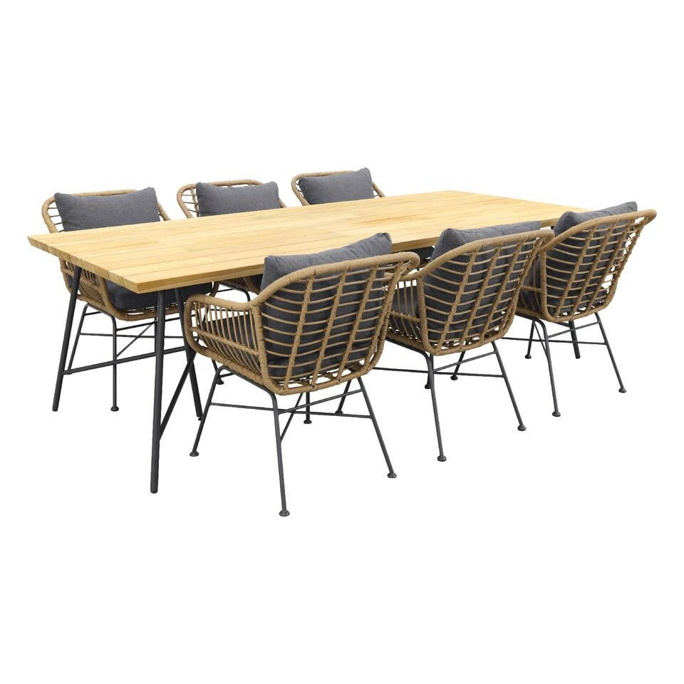 GI Margriet - Naturel / Taste Lano Teak 240 Cm. - 7-delige Tuinset 3 GI Margriet - Naturel / Taste Lano Teak 240 Cm. - 7-delige Tuinset