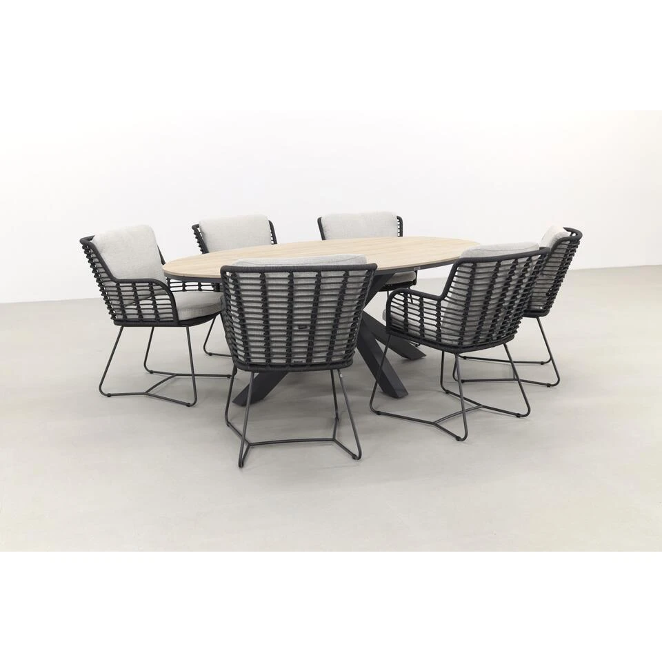 4 Seasons Fabrice Antraciet/GI Edison 220x115 Cm. - Ovale Tafel 4 4 Seasons Fabrice Antraciet/GI Edison 220x115 Cm. - Ovale Tafel - Afbeelding 2