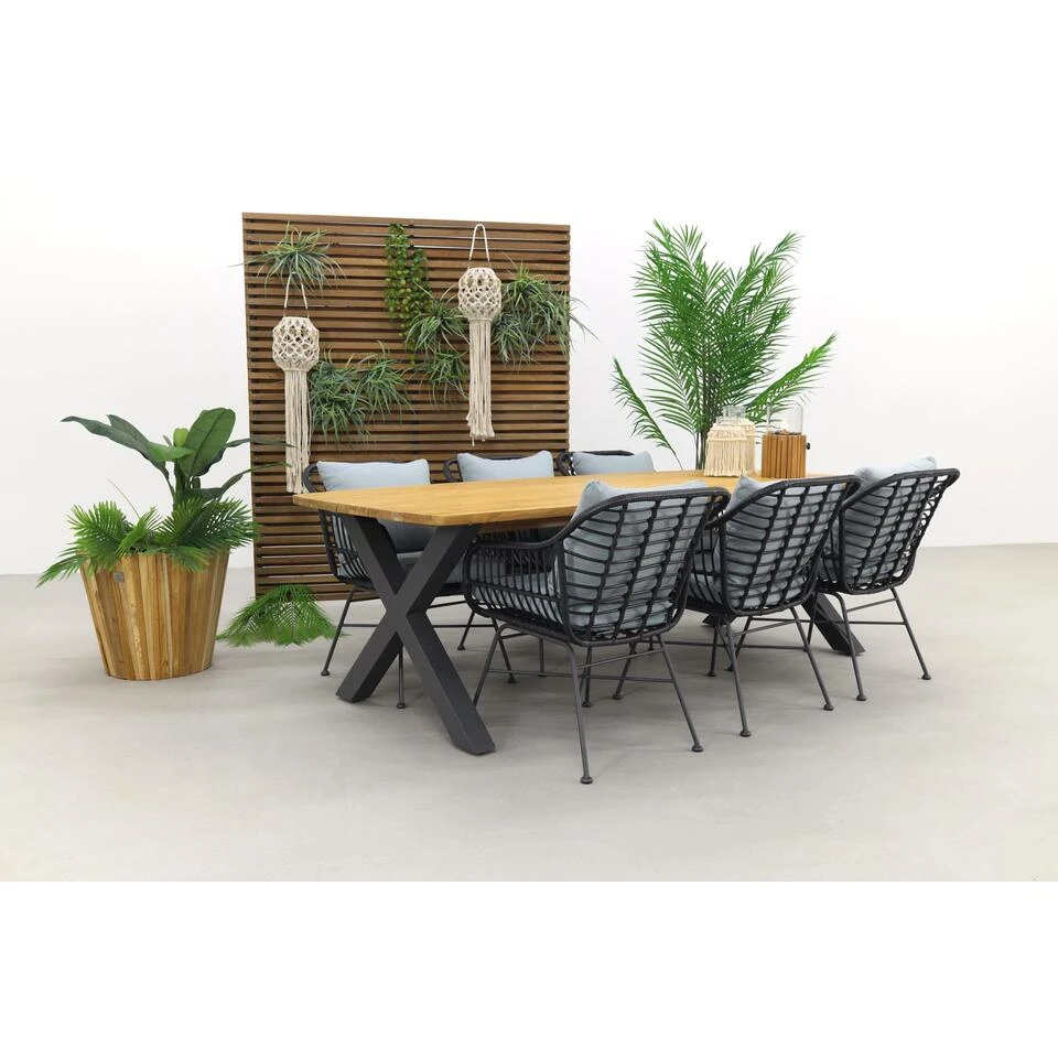 GI Margriet - Zwart / Sefa Tuintafel - Teak - Tuinset 7-delig 4 GI Margriet - Zwart / Sefa Tuintafel - Teak - Tuinset 7-delig - Afbeelding 2