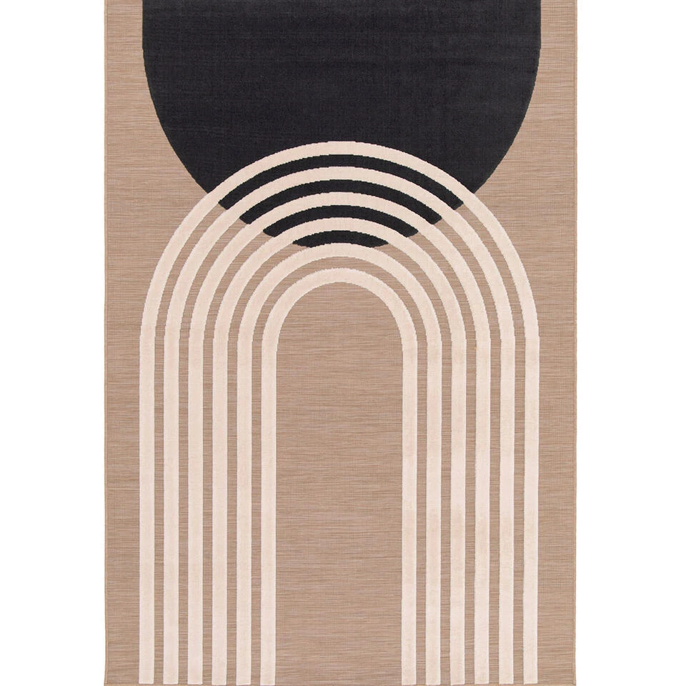 Garden Impressions Buitenkleed Art Deco 120x170cm - Circle Taupe 3 Garden Impressions Buitenkleed Art Deco 120x170cm - Circle Taupe