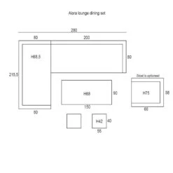 Garden Impressions Alora Lounge Dining Set 5-delig L-donker Grijs -Leenbakker 1000087000 0103
