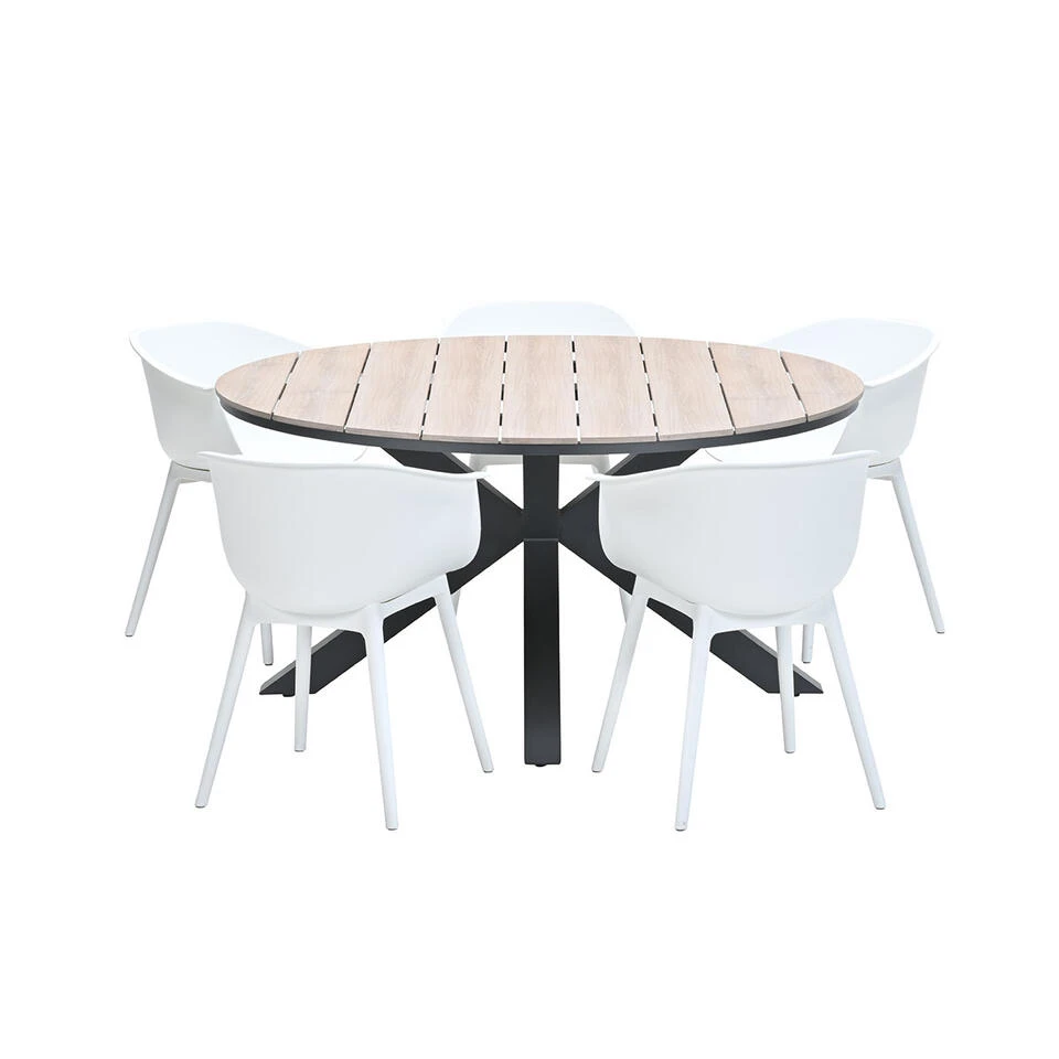 Garden Impressions Lexy Tuinset Wit - Tulli Tuintafel Ø148 Cm 3 Garden Impressions Lexy Tuinset Wit - Tulli Tuintafel Ø148 Cm