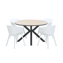 Garden Impressions Lexy Tuinset Wit - Tulli Tuintafel Ø122 Cm