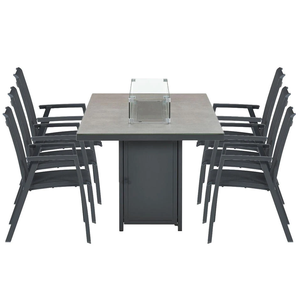 Garden Impressions Tuinset Santana D. Grijs -Elnes Vuur Tuintafel 3 Garden Impressions Tuinset Santana D. Grijs -Elnes Vuur Tuintafel