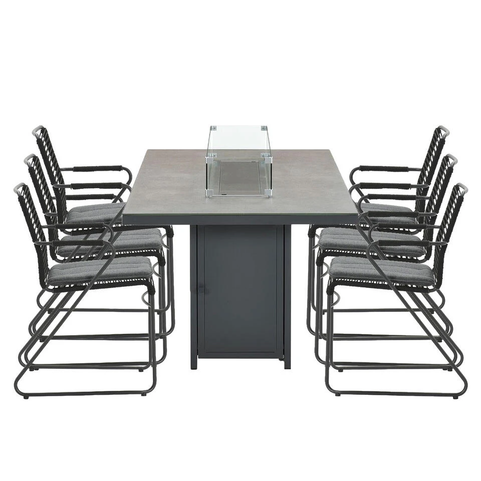Garden Impressions Tuinset Mason Zwart - Elnes Vuur Tuintafel 3 Garden Impressions Tuinset Mason Zwart - Elnes Vuur Tuintafel