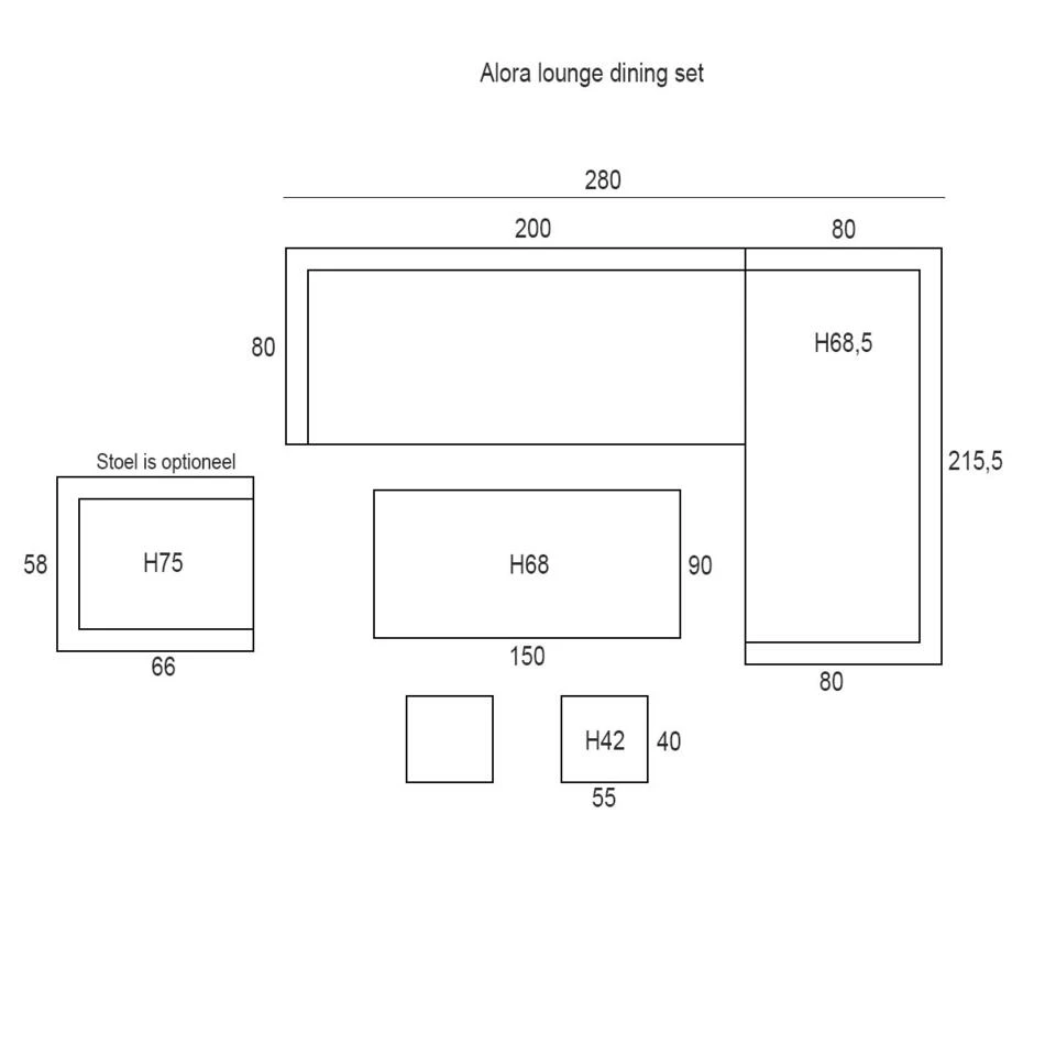 Garden Impressions Alora Lounge Dining Set 5-delig R-donker Grijs 5 Garden Impressions Alora Lounge Dining Set 5-delig R-donker Grijs - Afbeelding 3