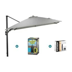 GI Hawaii Zweefparasol Deluxe 300 X 300 Cm. - Zand - Met Ingraafvoet En Hoes