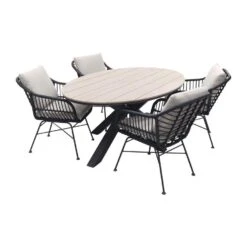 GI Margriet Zwart/zand / Edison 180 X 115 Cm. Tafel - Ovale Tuinset