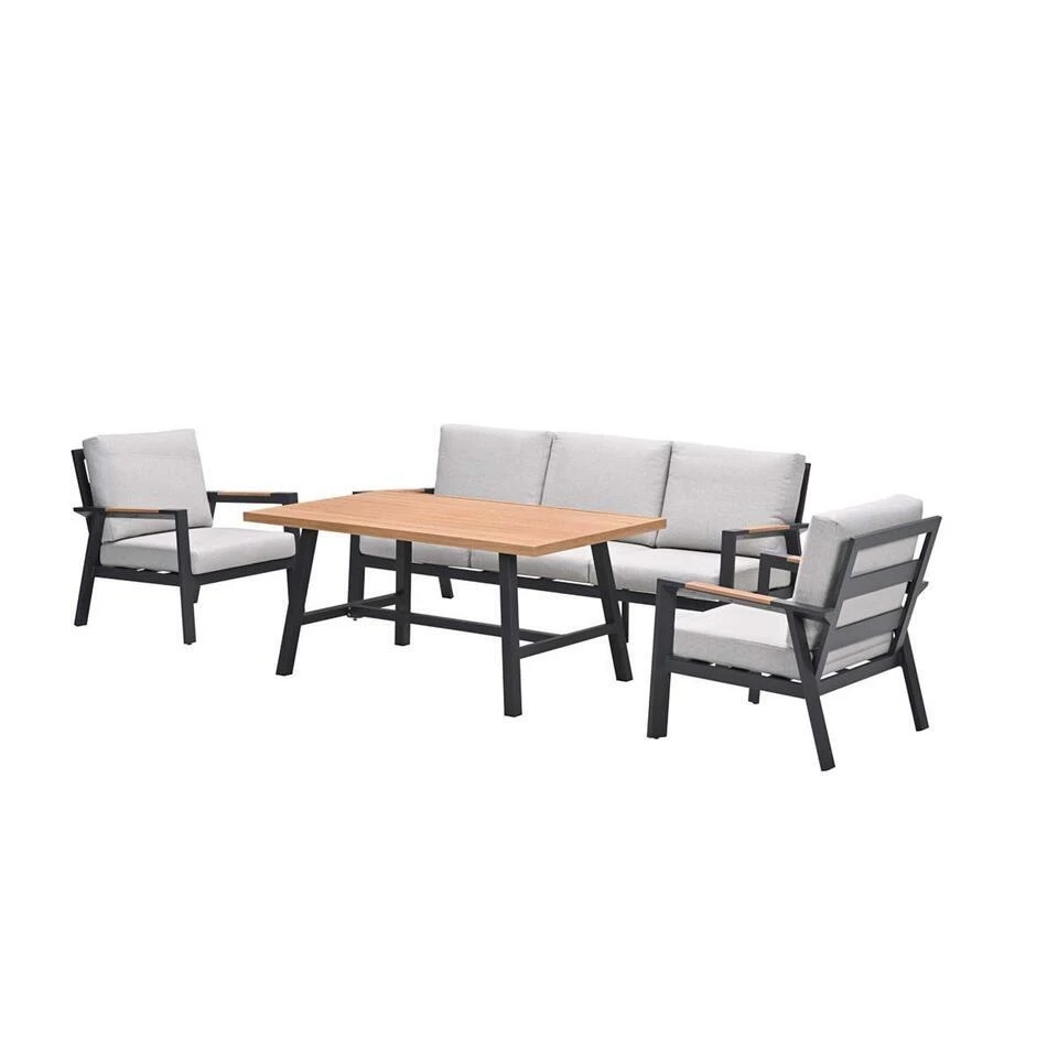 Elati Lounge-dining Sofa Set-4-dlg.-c. Black - Sand - Light Teaklook 2 Elati Lounge-dining Sofa Set-4-dlg.-c. Black - Sand - Light Teaklook