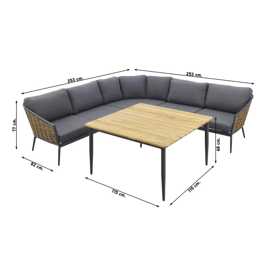 Garden Impressions San Vito Lounge Dining Set 4-delig - Donker Grijs 4 Garden Impressions San Vito Lounge Dining Set 4-delig - Donker Grijs - Afbeelding 2