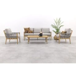 Sardinia Loungeset - 4-dlg. - Light Teaklook - Sand - Dark Sand -Leenbakker 42841edd77ce47efb6a573c2c7db0dab