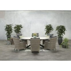 Scotland Ovale Tuintafel Centostone 220 X 115 Cm. - Marmerlook Wit -Leenbakker 4fb7cf84a47d45e58ff9c5bb07d06b35