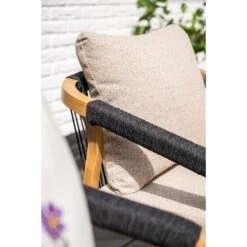 Monti Dining Fauteuil - Light Teaklook - Rope Lava Zwart - Gobi Sand -Leenbakker 5604bd77dcaa4a55b1517ff7fbc2f772