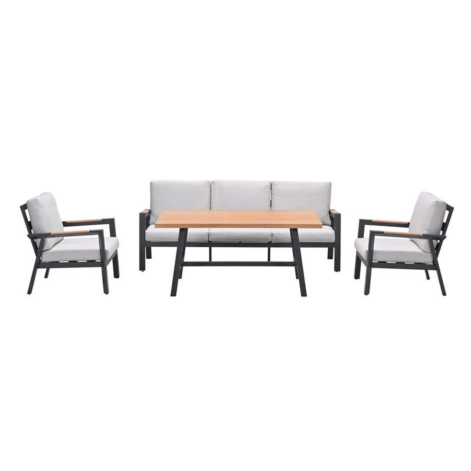 Elati Lounge-dining Sofa Set-4-dlg.-c. Black - Sand - Light Teaklook 3 Elati Lounge-dining Sofa Set-4-dlg.-c. Black - Sand - Light Teaklook - Afbeelding 2