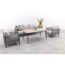 GI Diamo Stoel/bank Lounge-diningset (4-delig) - Carbon Black/Zand -Leenbakker 7ee846c3b34c48ed91ce51015c23267e