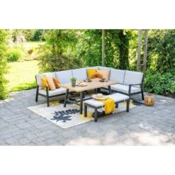 Elati Lounge-dining Hoekset-5-delig-c.black - Sand - Light Teaklook -Leenbakker 80c9cd300b9a46e4a33752ee134f37ef