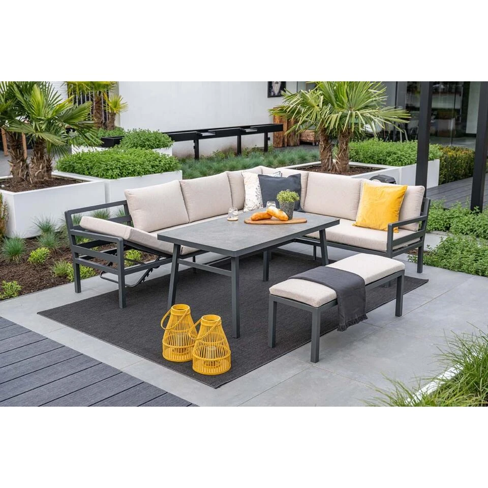 Corsica Lounge-diningset - 4-dlg - Rechts - Carbon Black - Desert Sand 7 Corsica Lounge-diningset - 4-dlg - Rechts - Carbon Black - Desert Sand - Afbeelding 5