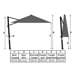 GI Hawaii Zweefparasol Deluxe 300 X 300 Cm. - Zand - Met Voet En Hoes -Leenbakker a9f8c42987414a1d909494598bf609eb 1