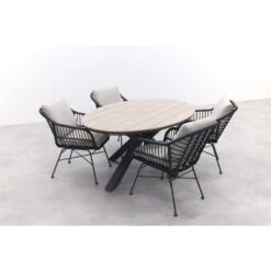 GI Margriet Zwart/zand / Edison 180 X 115 Cm. Tafel - Ovale Tuinset -Leenbakker b5b22a365ef643aabcd79eb2da89cc87