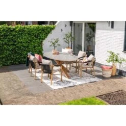 Monti Dining Fauteuil - Light Teaklook - Rope Lava Zwart - Gobi Sand -Leenbakker d111a3e262604da3a1bc70ee8779c280