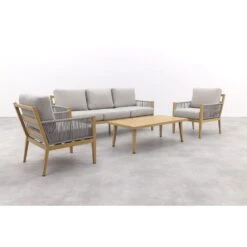 Sardinia Loungeset - 4-dlg. - Light Teaklook - Sand - Dark Sand -Leenbakker de62e5b3b0824991a376008fe90c6408