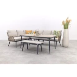 GI Allasio Lounge-dining Hoekset (6-delig) - Carbon Black/Zand -Leenbakker e2ad72898713459abdffbdea4b4dc408