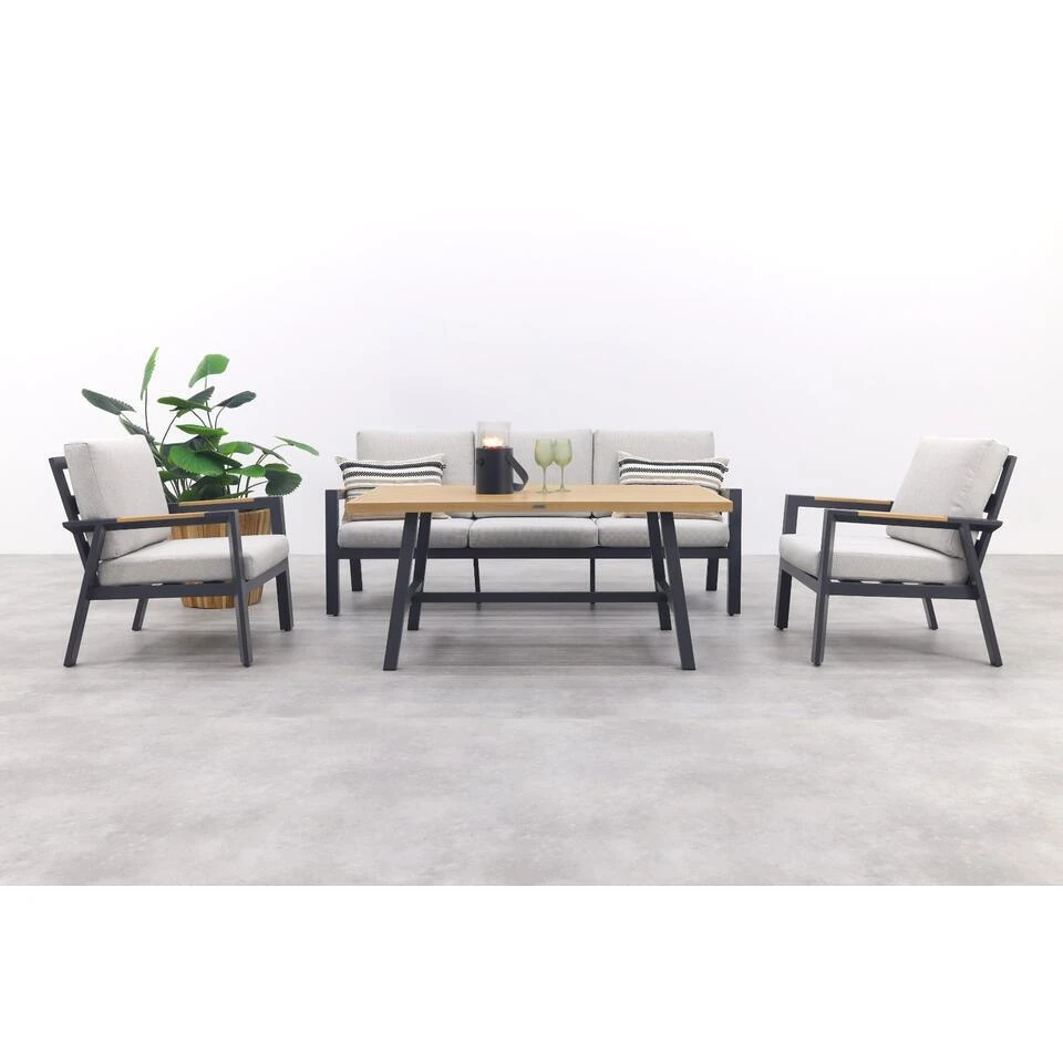 Elati Lounge-dining Sofa Set-4-dlg.-c. Black - Sand - Light Teaklook 15 Elati Lounge-dining Sofa Set-4-dlg.-c. Black - Sand - Light Teaklook - Afbeelding 14